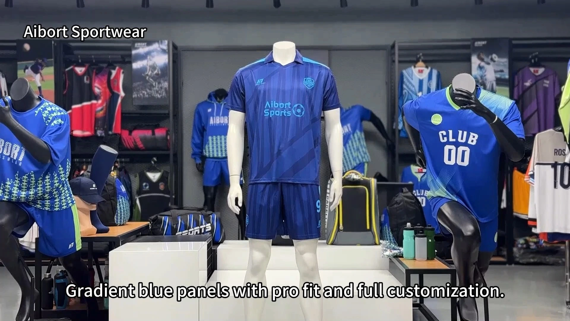 Aibort Soft Fabric Colorful Design Breathable Two-Piece Athletic Soccer Uniform Sets Custom Team Names for Organized OEM Service 1